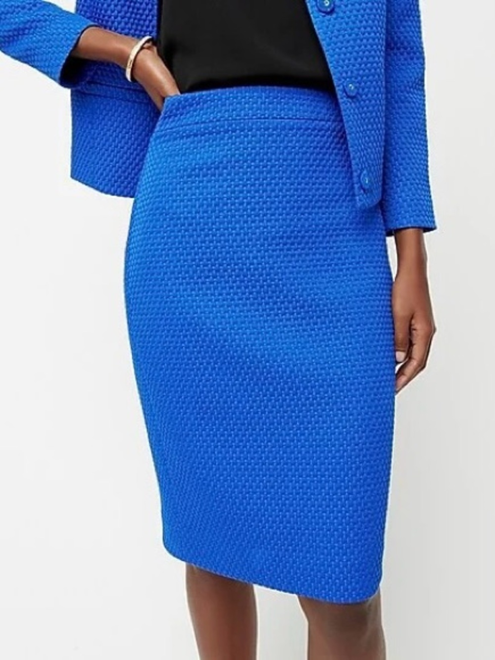 J.Crew No. 2 Pencil Skirt Size 8 Cobalt Blue Textured Office Workwear Preppy - Picture 1 of 10